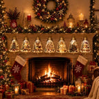 7PCS Glowing Christmas Ornaments - Mini Gold Light-Up Christmas Ball Ornaments - Christmas Tree Ornament with Warm LED Light for Tree Mantel, Holiday Scene Decoration & Gift - Image 5
