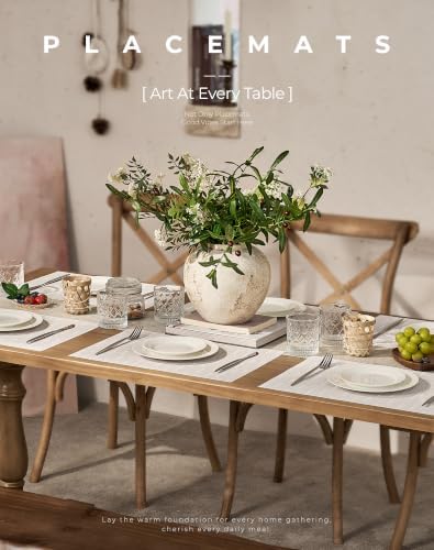 Leetaltree Pale Beige Placemats Set of 12 - Heat Resistant Non-Slip Place mats for Dining Table, Washable Durable PVC Vinyl Woven Table Mats（Pale Beige, 12） - Image 2