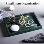 YMXYJM Real Natural Marble Tray for Bathroom, Genuine Marble Stone Vanity Tray, Luxury Storage Trays for Kitchen, Vanity, Home Decor, Dresser, Non-Resin/Non-Ceramic, 12"x 8"x 1.2", Dark Green - Image 3