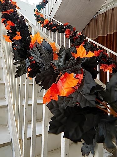 Party Joy 6PCS Premium Artificial Fall Garland - 5.6Ft Autumn Maple Leaf Vines for Thanksgiving & Halloween Decor, Door Hanging, Table Centerpiece, Fireplace Mantel - Image 7