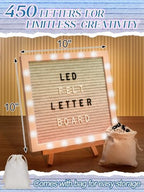 10"×10" Felt Letter Board with LED Lights & Stand, First Day of School Sign - Image 5