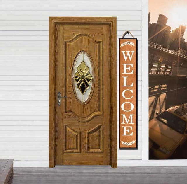 48 * 8 Inch - Welcome Sign for Front Door - Large Wood Plank Set, Standing/Hanging Porch Decor, Rustic, Indoor/Outdoor - Image 3