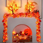 2 Pack Fall Decorations Lighted Fall Garland, 9FT 50 Count Incandescent Lights Brown Wire UL Certified Connectable Maple Leaves String Lights for Home Fireplace Mantle Thanksgiving Decor - Image 6