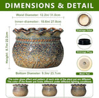 Ceramic Planter, 12 Inch Pots for Plants, Yellowish Brown - Image 2