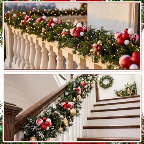 Daifunli 8 Pcs Red and White Peppermint Christmas Ball Tree Picks 7.87 Inch - Image 5