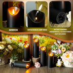 kakoya Flickering Flameless Candles, Battery Operated Plastic LED Pillar Candles with Remote Control and Timer, Set of 24 (Black) - Image 4