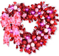 Waipfaru 2 Pcs 14.2'' Valentines Day Wreath, Heart Wreaths for Front Door, Red Pink White Valentine Wreath Decorations with Bowknot Lights for Valentine's Home Wedding Party Wall Window Gifts Decor by Waipfaru