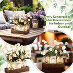 Suncalla 3pcs White Fake Kiku Flowers Pompon Mum Mason Jar Centerpiece - Image 4