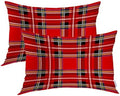 Batmerry Red Colorful Abstract Plaid Pillowcases, Royal Stewart Tartan Classic Red Scottish Plaid Decorative Bed Pillow Cover with Hidden Zipper Soft Blended for Hair and Skin 20X26 in by Batmerry