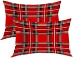 Batmerry Red Colorful Abstract Plaid Pillowcases, Royal Stewart Tartan Classic Red Scottish Plaid Decorative Bed Pillow Cover with Hidden Zipper Soft Blended for Hair and Skin 20X26 in by Batmerry