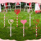 6 Pcs 14.6" Valentine's Day Metal Yard Stakes Large Metal Heart Garden Stakes Red Pink Planter Sign for Valentines Day Flower Pot Porch Patio Walkway Lawn Outdoor Decoration - Image 4