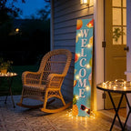 Lighted Summer Welcome Porch Sign 47x7.8 Inch Tall Vertical Wooden Decorative Sign Hanging Standing Front Door Sign with Fruit Pattern for Indoor Outdoor Hello Summer Decor - Image 5