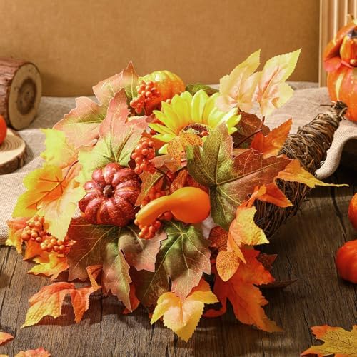 Knitgrip Thanksgiving Fall Table Harvest Cornucopia Centerpiece, Orange - Image 3