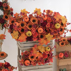 Mixed 12 Pcs Fall Artificial Flowers, Sunflower Peony Bouquet with Maple Leaves Pumpkins, Autumn Faux Floral Arrangements for Table,Thanksgiving, Halloween, Porch Planters, Garden Patio Outdoors Decor - Image 7