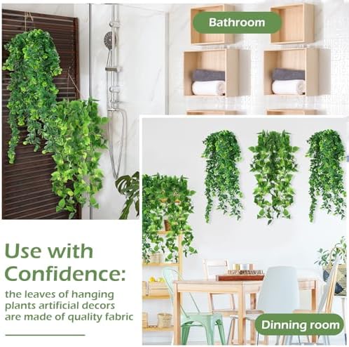 Hoteam 12 Pcs Artificial Hanging Greenery Plants, Pothos, Eucalyptus - Image 4