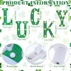 VIHOSE 5 Pcs St. Patrick's Day LED Letter Lights Sign Plastic Lucky Letters Light up Table Top Sign Irish Lucky Light up Room Decor Gifts for Home Decoration Bar Party Bedroom - Image 2