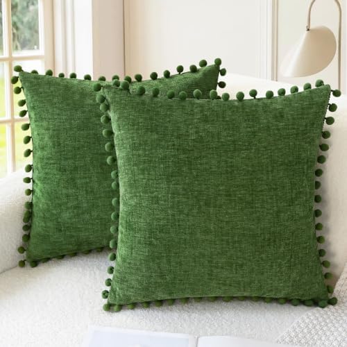 CaliTime Decorative Couch Throw Pillow Covers 22 X 22 Inches Forest Green by CaliTime
