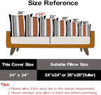 24x24 Boho Striped Pillow Cover with Faux Leather Accent, Black, 2 PC - Image 4