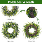 26" Artificial Greenery Wreath for Front Door All Season Boxwood Wreaths - Image 4
