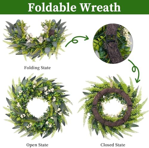 26" Artificial Greenery Wreath for Front Door All Season Boxwood Wreaths - Image 4