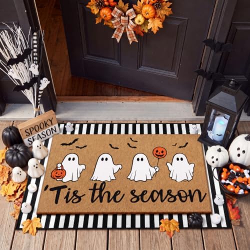 Tinideya 2 Pcs Halloween Layered Doormat Set for Front Porch, Cute Ghost - Image 4