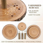 SENMUT 4 Tier Rustic Wood Cupcake Stand with Natural Bark, Varnish Finish, for Wedding, Birthday, Farmhouse Party - Image 3