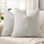 decorUhome Textured Chenille Throw Pillow Covers 24x24 Set of 2 Light Grey by decorUhome