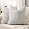 decorUhome Textured Chenille Throw Pillow Covers 26x26 Set of 2 Light Grey by decorUhome
