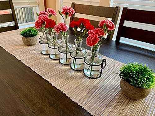 5pc Glass Flower Vase with Metal Holder, Best Vases for Flowers, Set for Home Decor, Wedding Decorations, Table Decor, Kitchen, Bathroom, Bedroom, Shelf Decor, Best Modern Vase for Flower Arrangement - Image 6