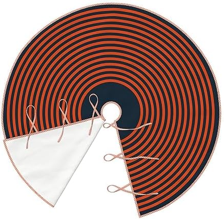 Christmas Tree Skirt 48 Inch, Navy Blue and Orange Striped Holiday - Image 4