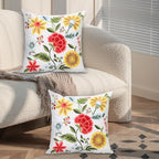 Pack of 2 Embroidered Decorative Throw Pillow Cover 18x18 Inch Farmhouse Floral Pillowcase for Living Room Sofa Bed (Boho Flower) - Image 2