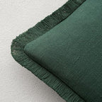 MIULEE Linen Fringe Decorative Euro Throw Pillow Covers Army Green 24x24 - Image 3