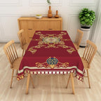 Retro Chinese Style Print Tablecloth 70x90 Inch Red and Gold Chinese Pattern Bordered Fabric Table Cloth Polyester Waterproof Reusable Rectangle Table Cover for Cottage Kitchen Dining Decor - Image 2