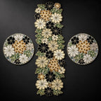 Beaded Table Runner Decore 36 inches Long Christmas Flower Design Beaded Table Runners for Halloween, Christmas, Easter Coffee Tropical ,Combo Pack of Runner and 2 Pack Placemats Grey Multi - Image 6