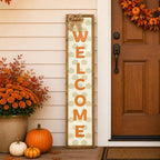 Fall Welcome Porch Sign 45 x 9 Inch Wood Decor with Raised Letters and Bow by Unknown