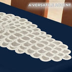 CLEENTABLE Hand-Beaded Table Runner, Silver, 13x36 - Image 7