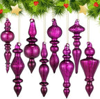 Mifoci 8 Pcs 6 Inch Mercury Glass Finial Christmas Ornaments,Dark Purple by Mifoci