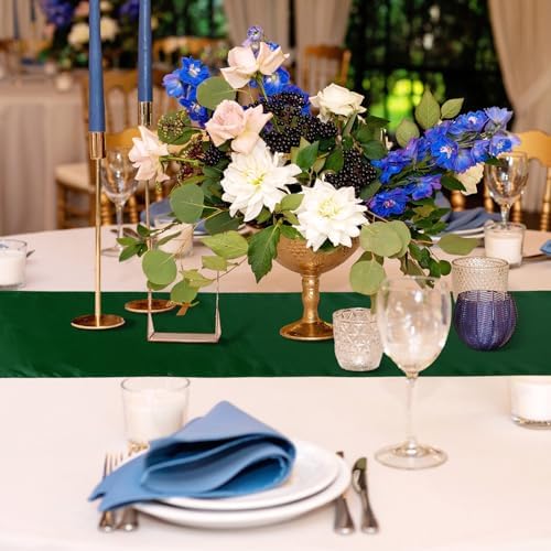 Bencailor 24 Pcs Dark Green Satin Table Runners Bulk, 12 x 108 Inch - Image 6