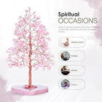 Crocon Crystal Heart Base Tree of Life Gift for Women, Rose Quartz 7-8 inch - Image 3