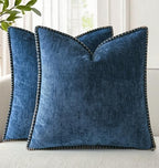 decorUhome Soft Chenille Throw Pillow Covers 20x20 Set of 2 Poseidon by decorUhome
