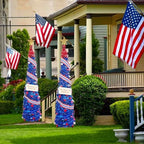 4th of July 5 Ft Artificial Christmas Tree Pop-Up Collapsible Pencil Christmas Trees with 100 Color for Indoor Outdoor Independence Day Patriotic Party Decorations (red Blue) - Image 4