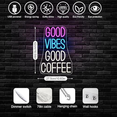 Horseneon Good Vibes Good Coffee Neon Sign for Coffee Shop Home Kitchen - Image 4