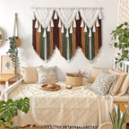 Large Macrame Wall Hanging Boho Brown Tassel Woven Tapestry Wall Art Decor - Image 6
