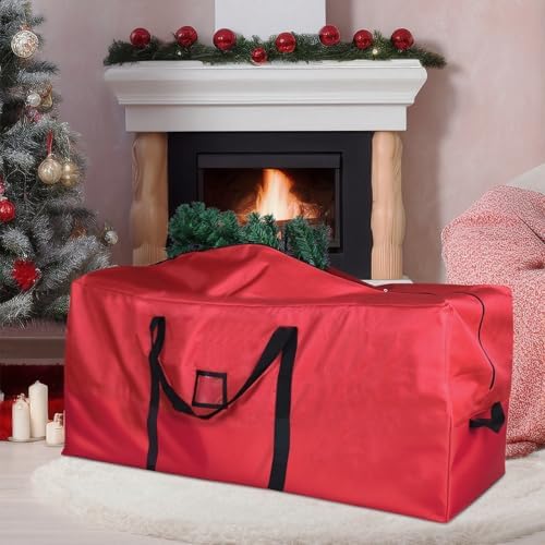 Christmas Tree Storage Bag, 9 ft, 600D Oxford, PURE RED - Image 2