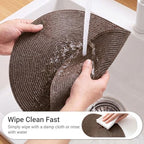 FunWheat Round Braided Placemats Set of 12 Place Mats for Dining Table Woven Washable Non-Slip Table Mats 15 Inch(Brown,12pcs) - Image 4