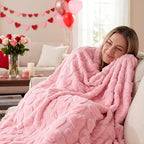 Valentines Day Heart Throw Blanket - 50"x60" Pink 3D Heart Printed Valentine Love Blankets for Women, Cozy Faux Fur Flannel Fleece Blanket, Aesthetic Decor for Mom Sofa Bed Chai Bedding Living Room - Image 7