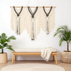 guzhiou Large Macrame Wall Hanging, Boho Woven Tapestry Decor Art, 43"x32" - Image 3