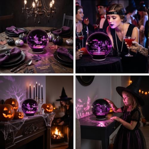 Halloween Decorations Rotating Lamp with Timer 360 Spooky Figurine Light - Image 5