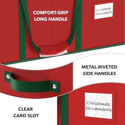 Simple Houseware 128 Christmas Ornament Storage Box with Adjustable Divider - Image 7