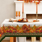Rectangle Fall Tablecloth 60x102 Inch, Thanksgiving Autumn Harves Turkey Pumpkin Table Cloth, Waterproof Wrinkle Resistant Table Cover for Fall Decorations Decor by Unknown